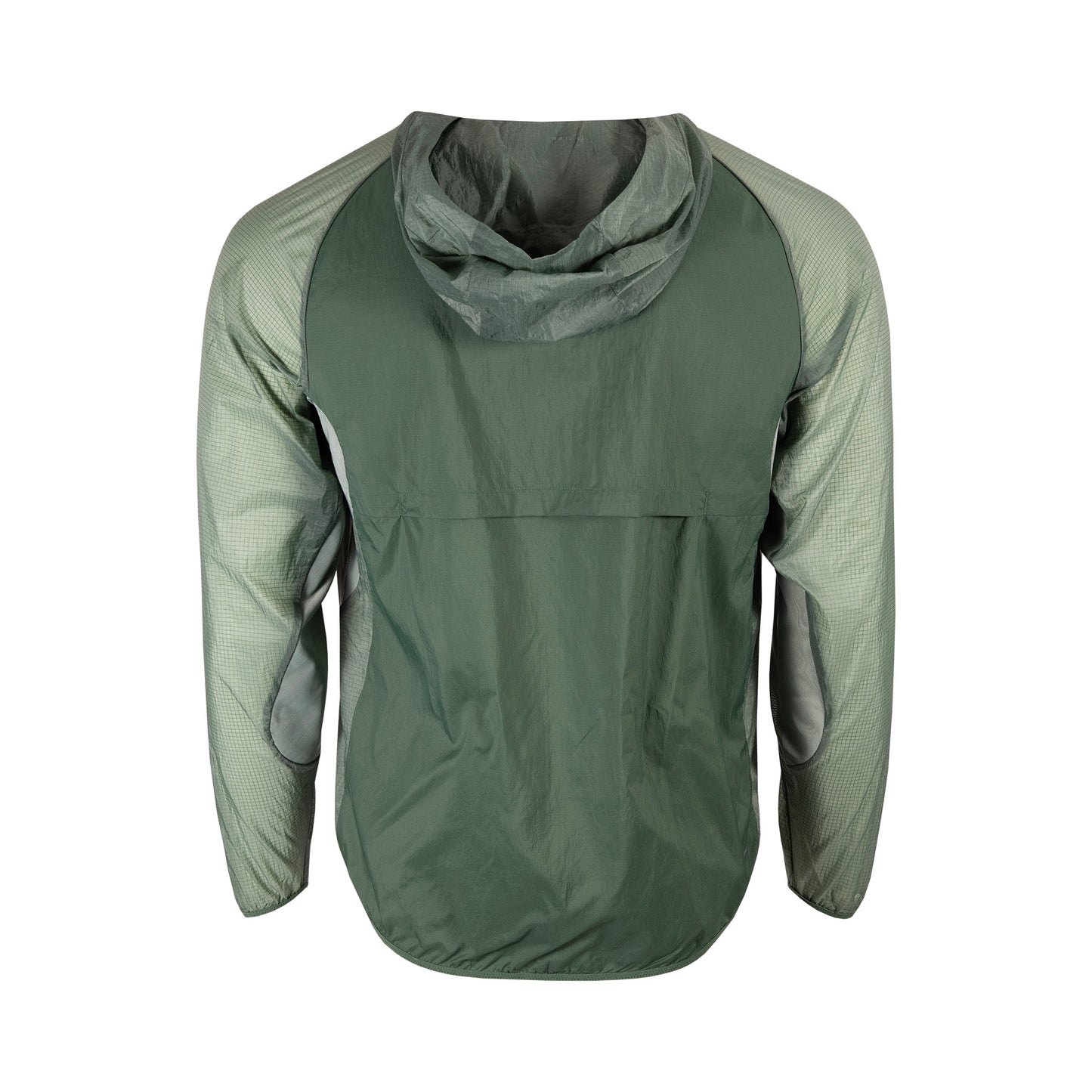 Green jacket with a hood on a white background