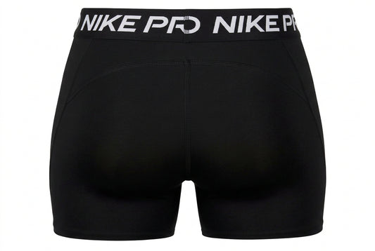 Black Nike Pro athletic compression shorts shown from the back, featuring a wide black waistband with 'NIKE PRO' printed in white.