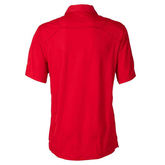 Red short-sleeve polo on a white background
