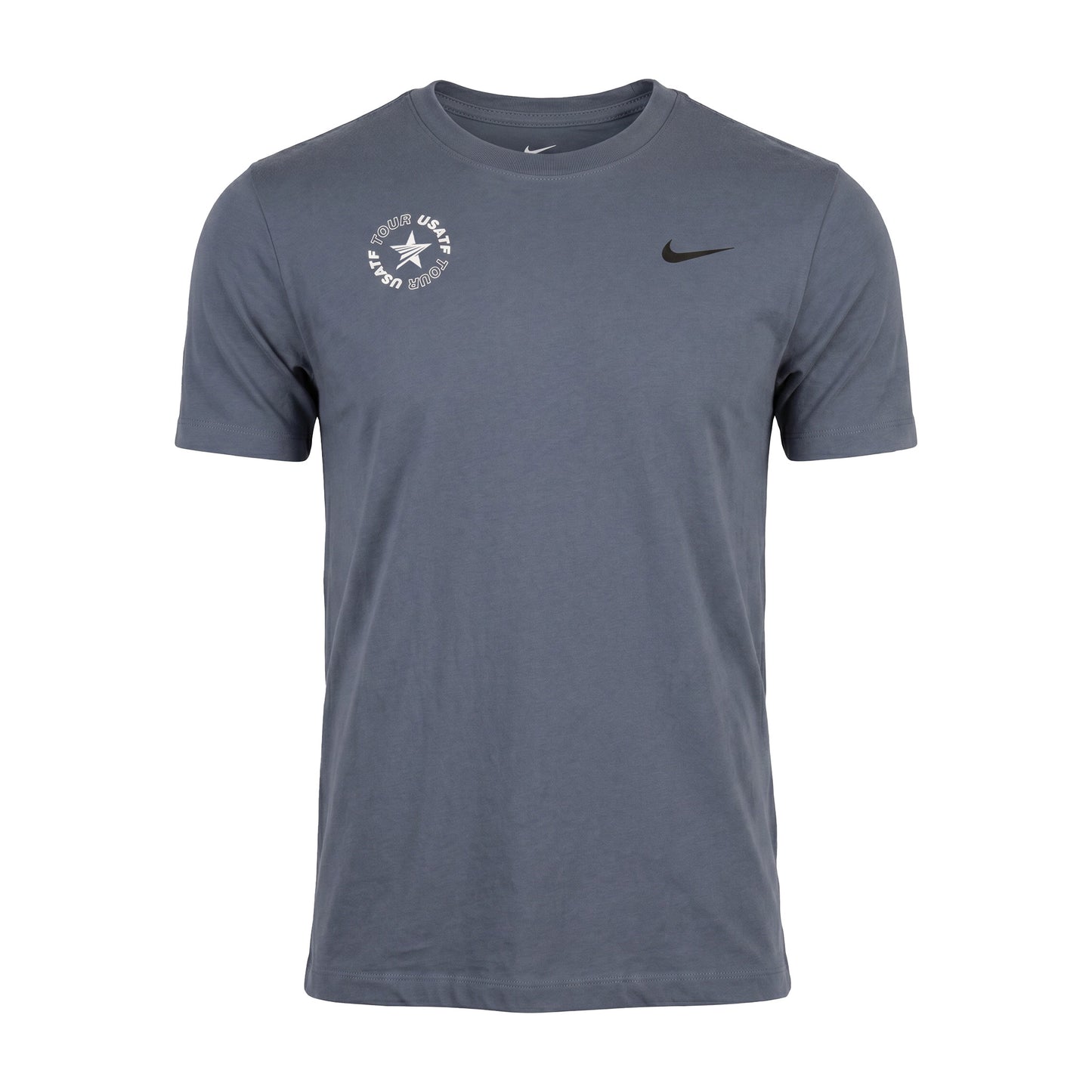 Gray t-shirt with Nike logo on a white background