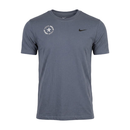 Gray t-shirt with Nike logo on a white background