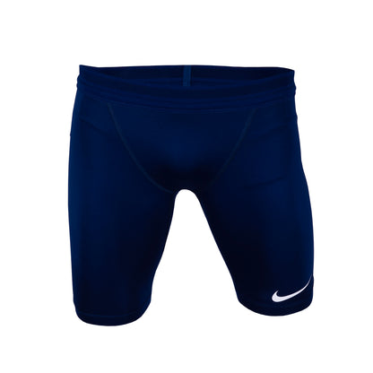 A pair of navy blue Nike Team USA men's half tights designed for racing, featuring a small white Nike logo on the lower right leg.