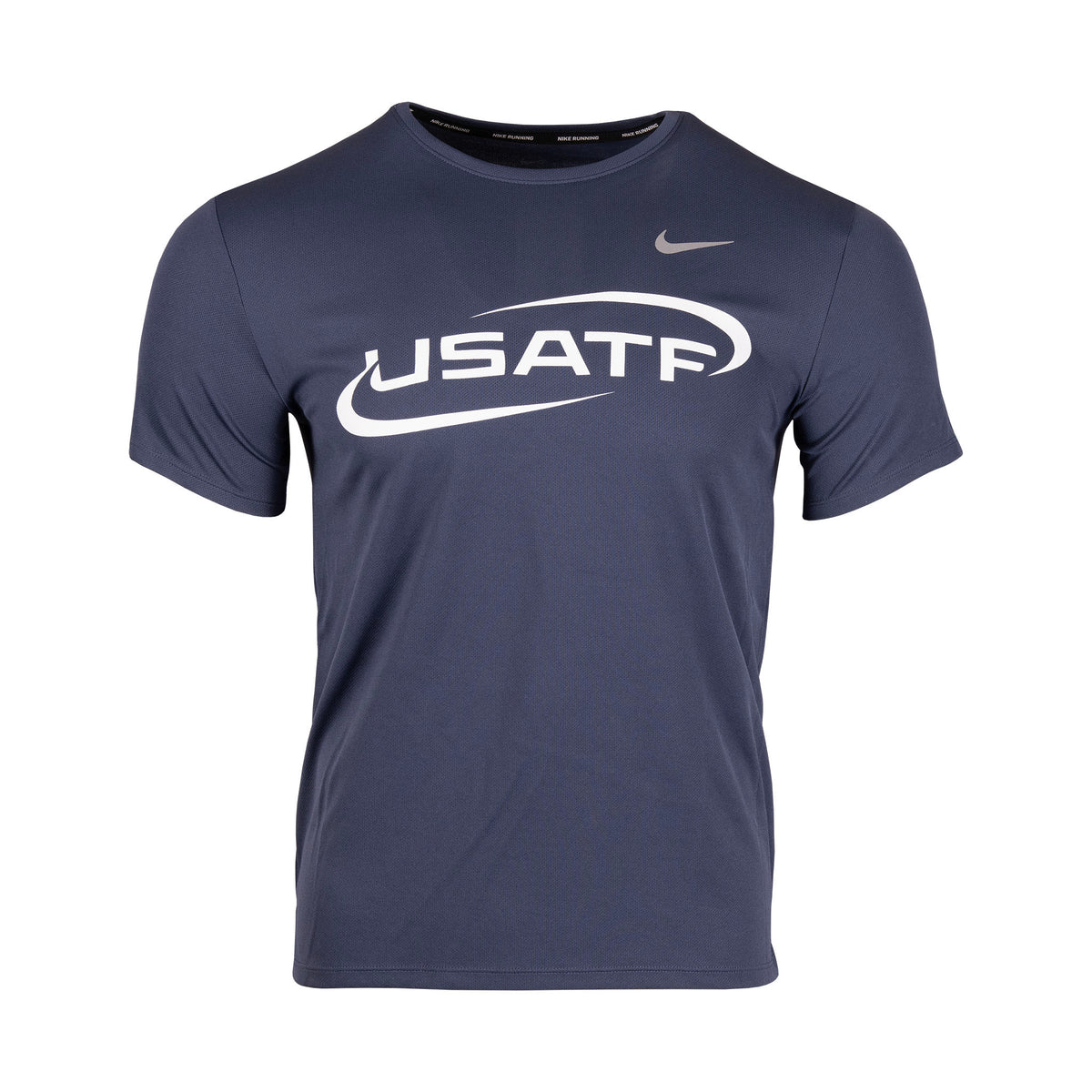 Navy blue t-shirt with USATF logo and Nike swoosh on a white background