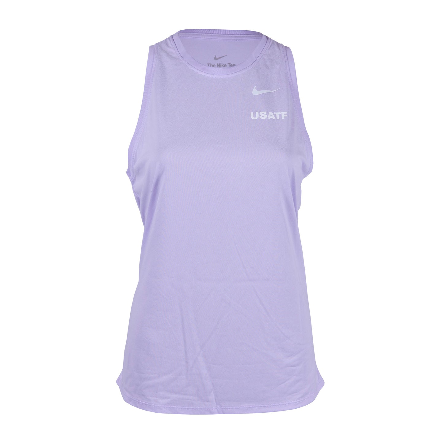 Nike USATF Women's Dri-FIT Training Tank in purple color, sleeveless with brand logo on the chest.