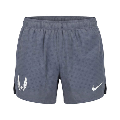 Gray athletic shorts with a USATF wing logo on a white background