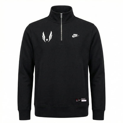 Black quarter-zip sweatshirt with Nike logo on a white background