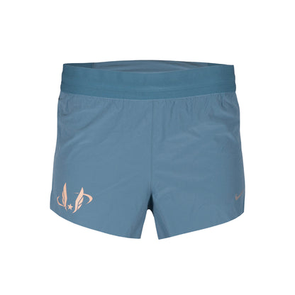 Teal Nike running shorts with a USATF wing logo on a white background