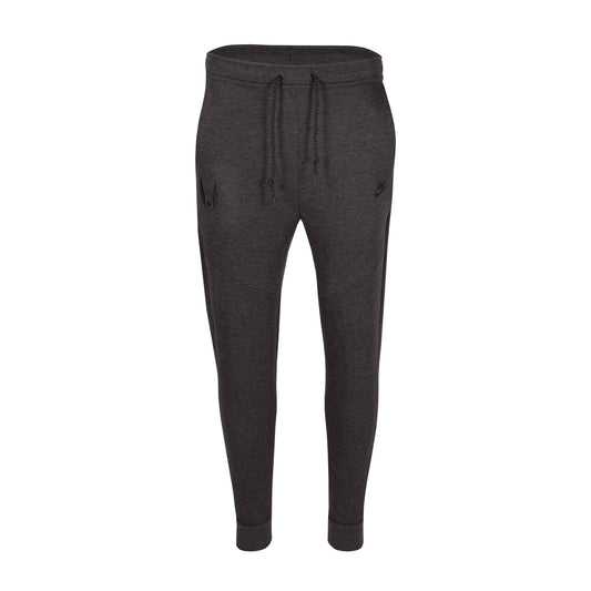 Dark gray jogger pants on a white background