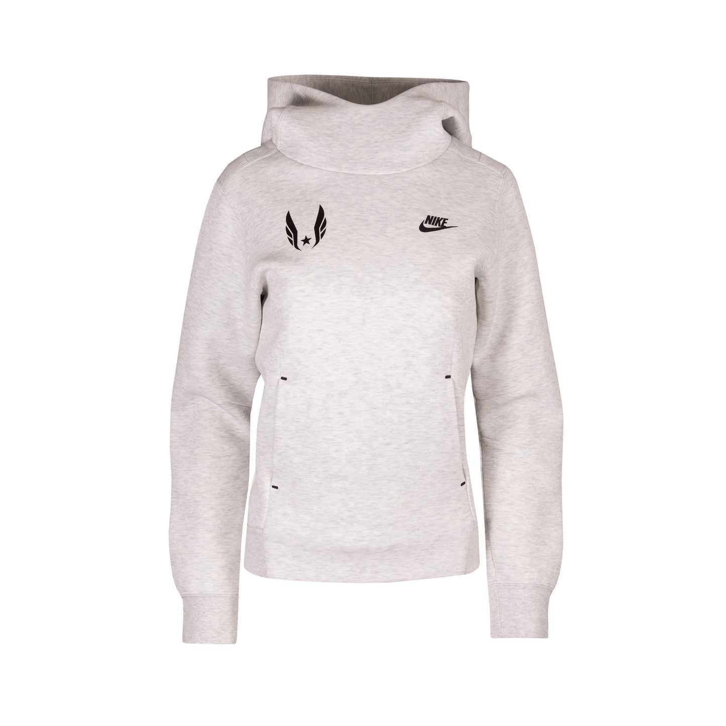 Gray hoodie with Nike logo on a white background