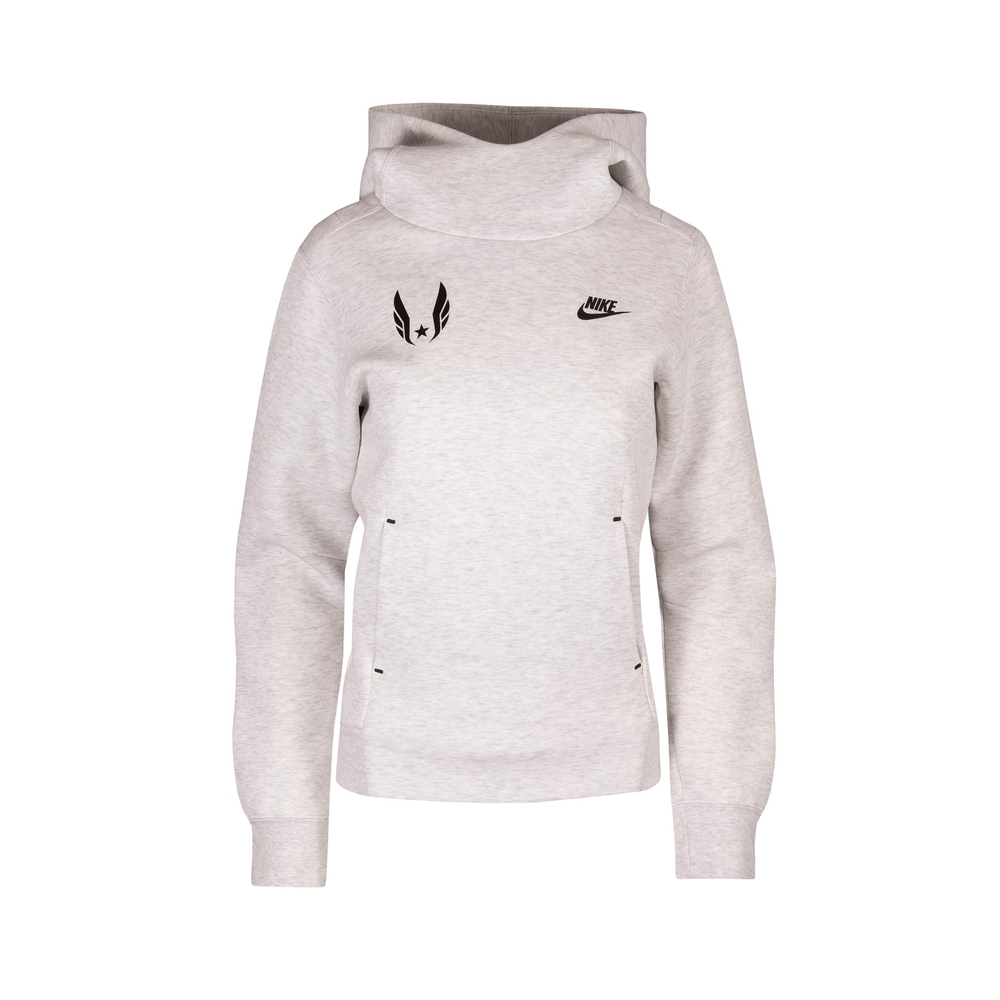 Gray hoodie with Nike logo on a white background