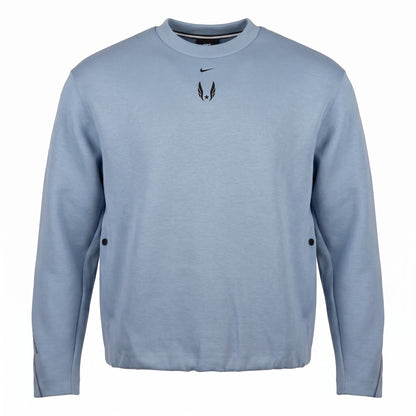 Light blue sweatshirt with a logo on a white background