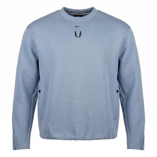Light blue sweatshirt with a logo on a white background