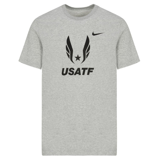 Gray t-shirt with USATF logo on a white background