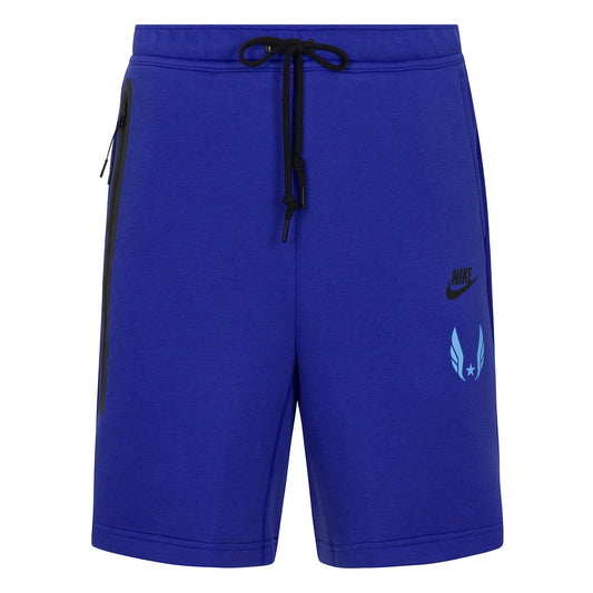 Blue shorts with a Nike logo on a white background