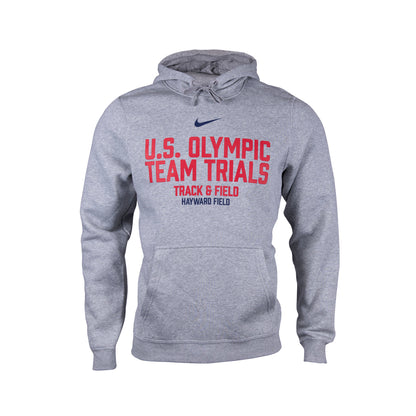 A gray hoodie with the text 'U.S. Olympic Team Trials TRACK & FIELD' printed on the front.