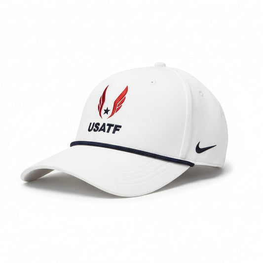 White USATF hat against a white backdrop.