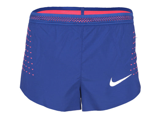 Nike men's blue and red running shorts with white Nike logo on the right leg
